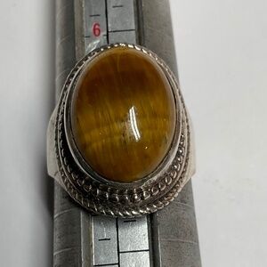 Sterling Silver Tigers 🐅 Eye 👁️ Ring. Size 7.25